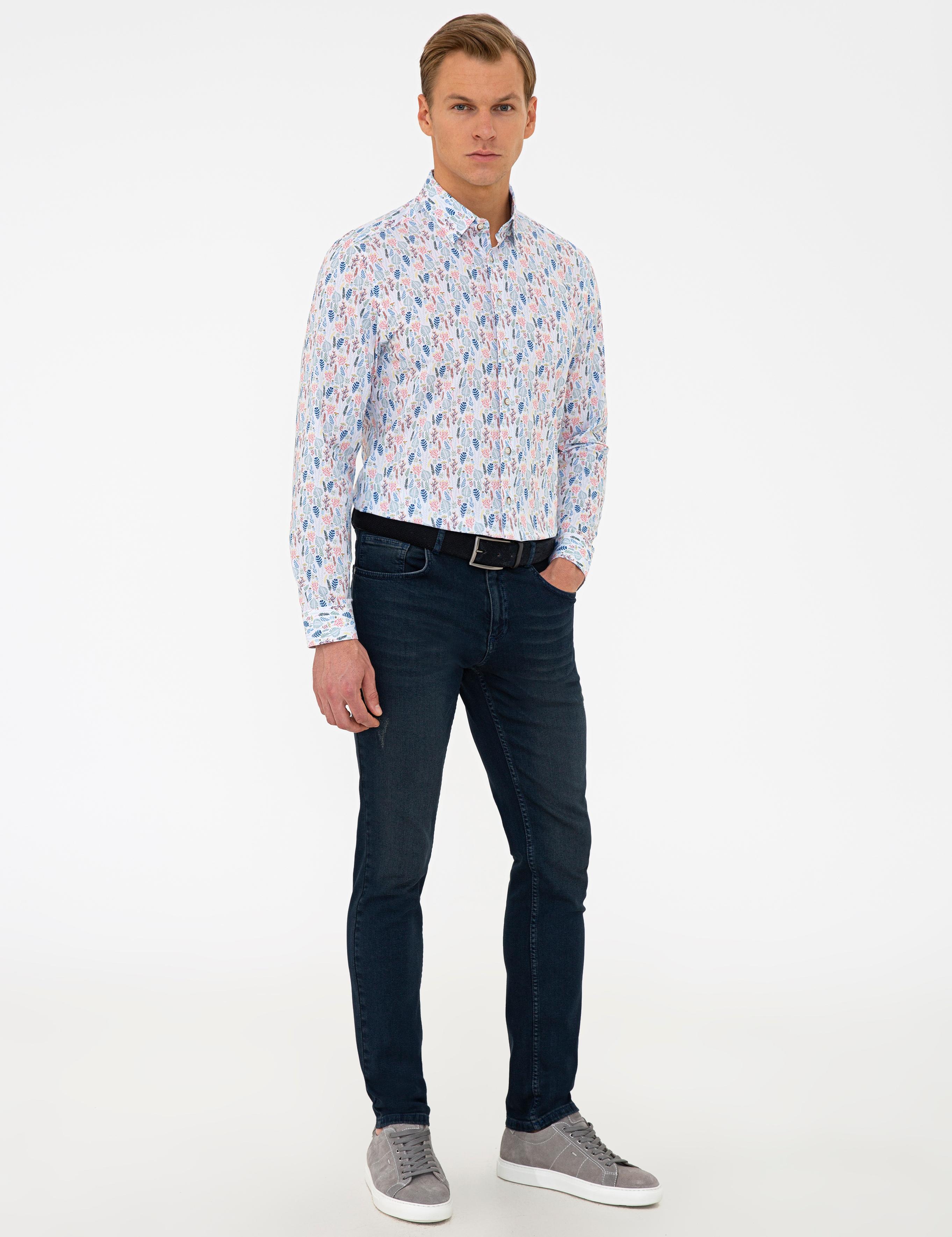 Koyu Mavi Slim Fit Denim Pantolon
