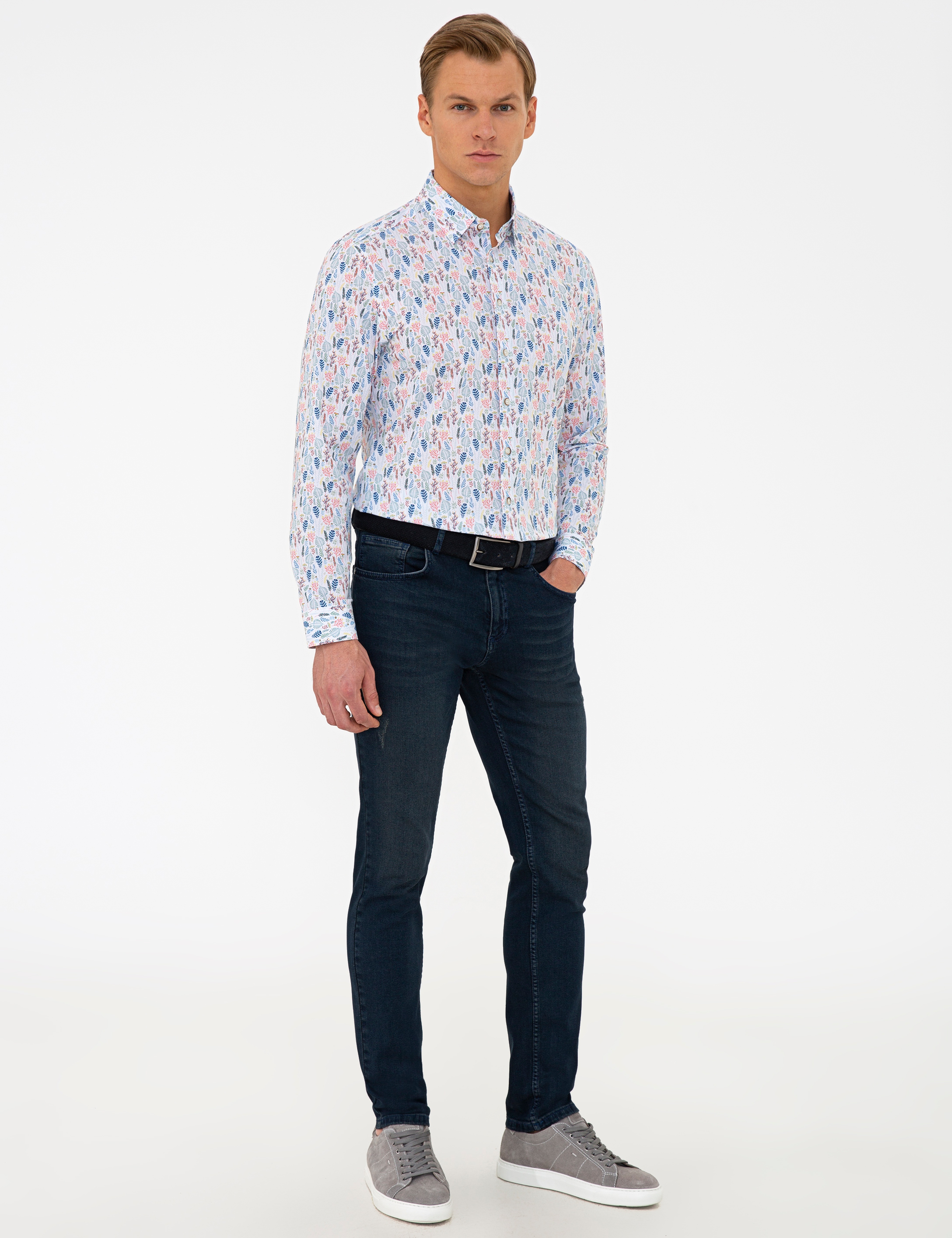 Koyu Mavi Slim Fit Denim Pantolon - Image 2