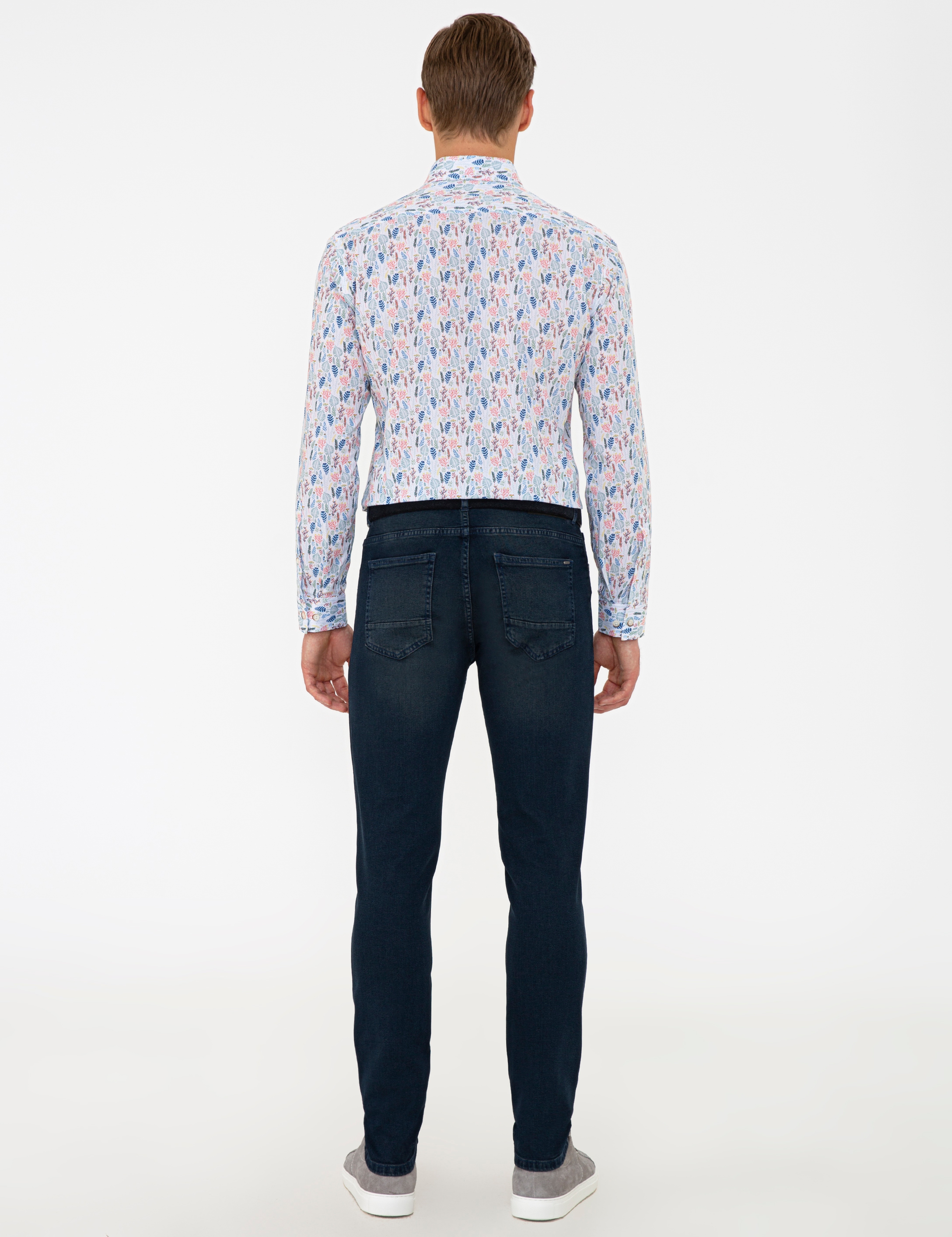 Koyu Mavi Slim Fit Denim Pantolon - Image 3