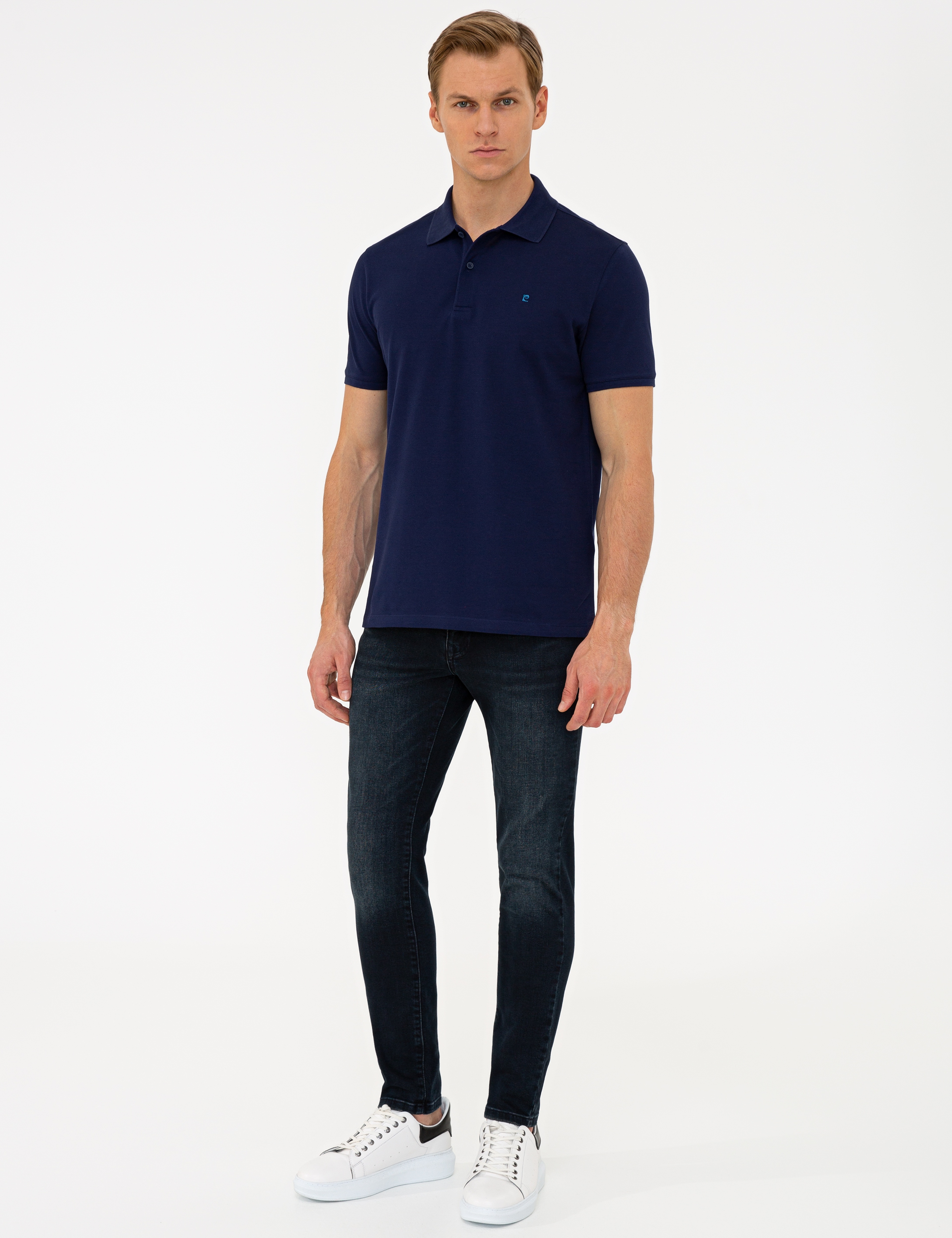 Lacivert Slim Fit Basic Polo Yaka T-Shirt - Image 4