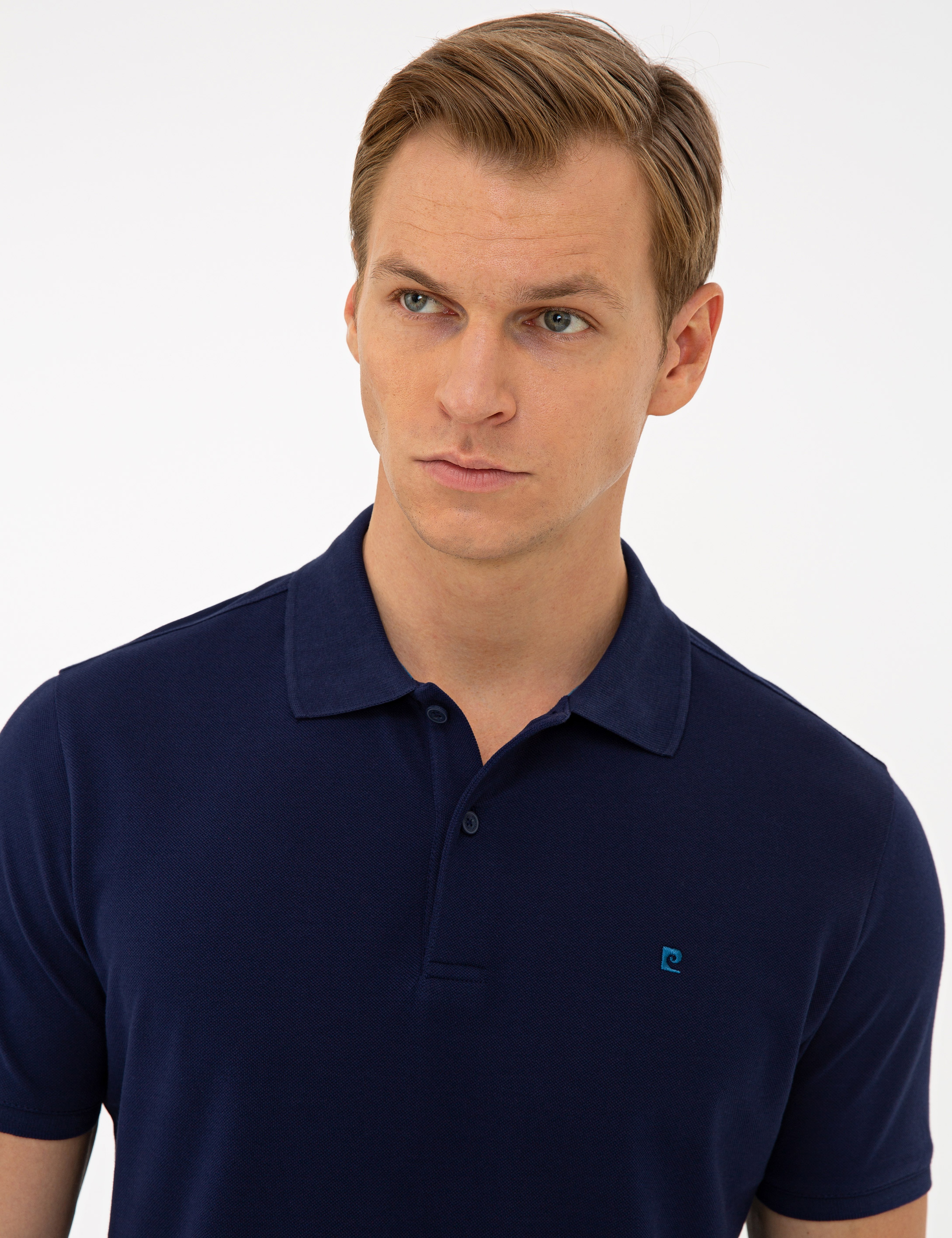 Lacivert Slim Fit Basic Polo Yaka T-Shirt - Image 2