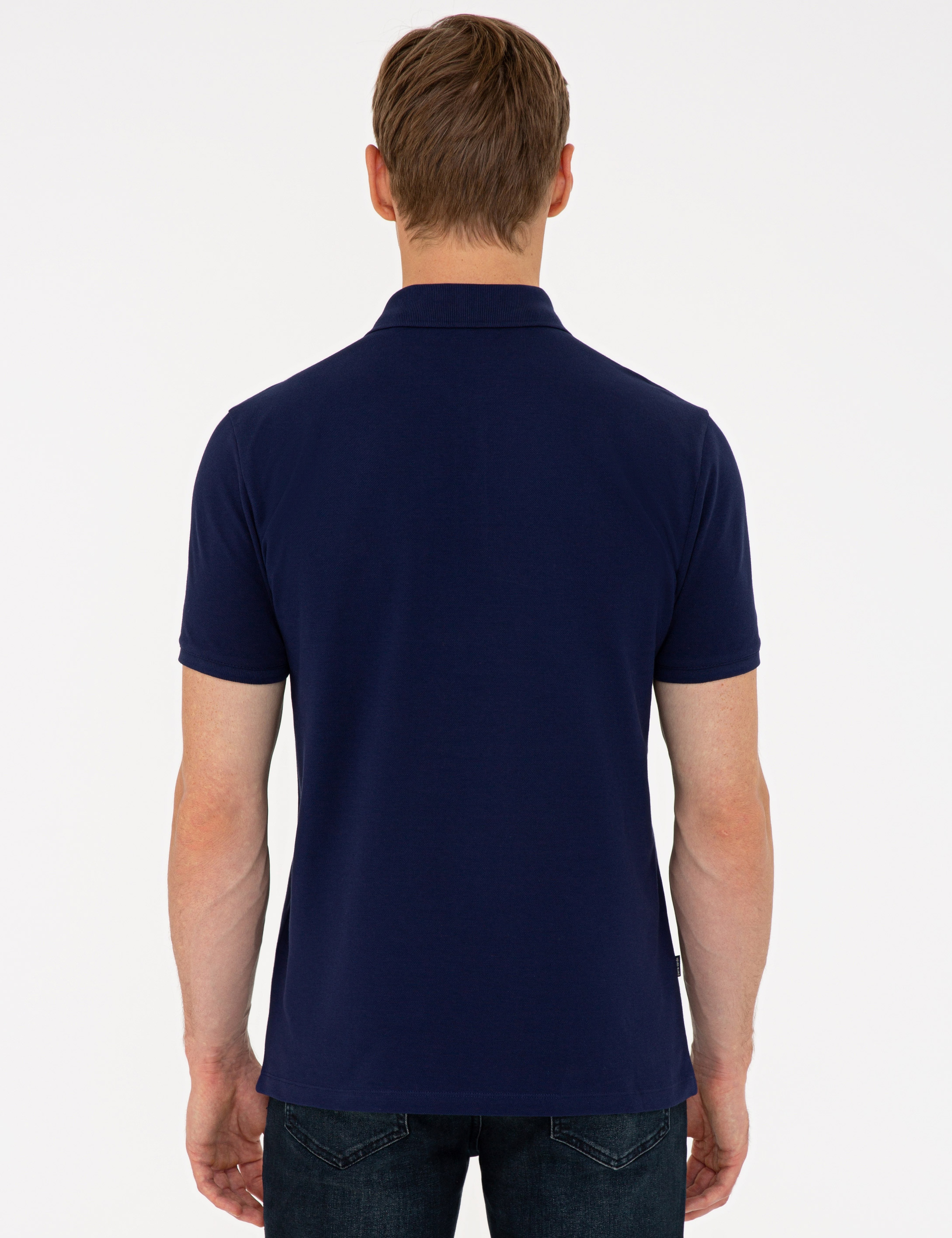 Lacivert Slim Fit Basic Polo Yaka T-Shirt - Image 3