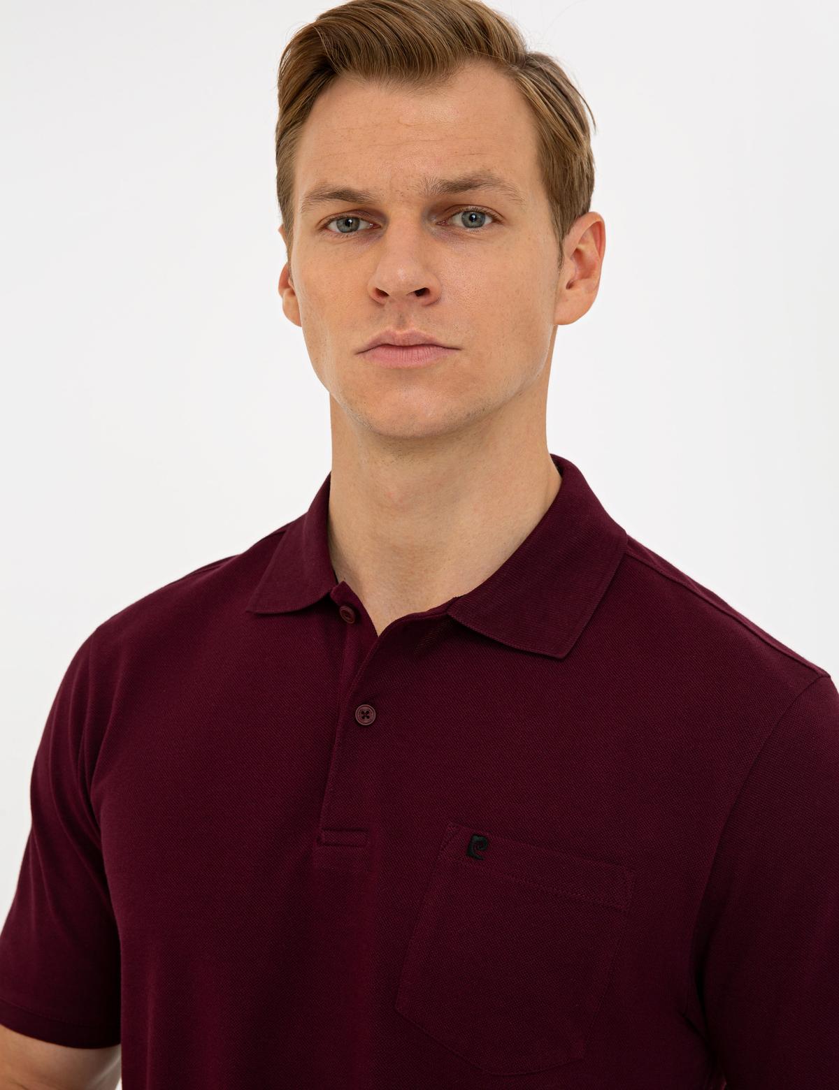 Bordo Regular Fit Polo Yaka Basic Tişört - 50239834026