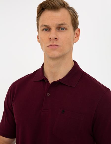 Bordo Regular Fit Polo Yaka Basic Tişört - 50239834026