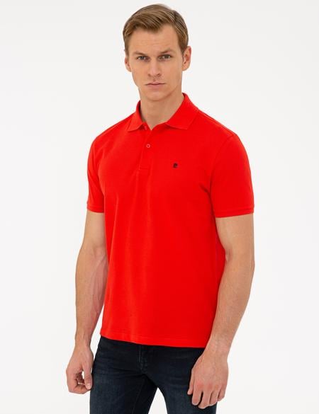 Nar Çiçeği Slim Fit Polo Yaka Basic  Tişört - 50239843114