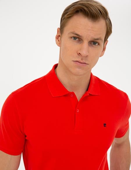 Nar Çiçeği Slim Fit Polo Yaka Basic  Tişört - 50239843114