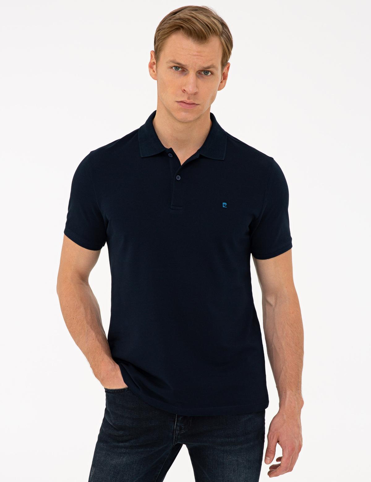 Koyu Lacivert Slim Fit Polo Yaka Basic  Tişört