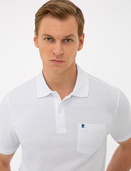 Beyaz Regular Fit Basic Polo Yaka T-Shirt - 50239834001
