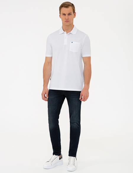 Beyaz Regular Fit Basic Polo Yaka T-Shirt - 50239834001