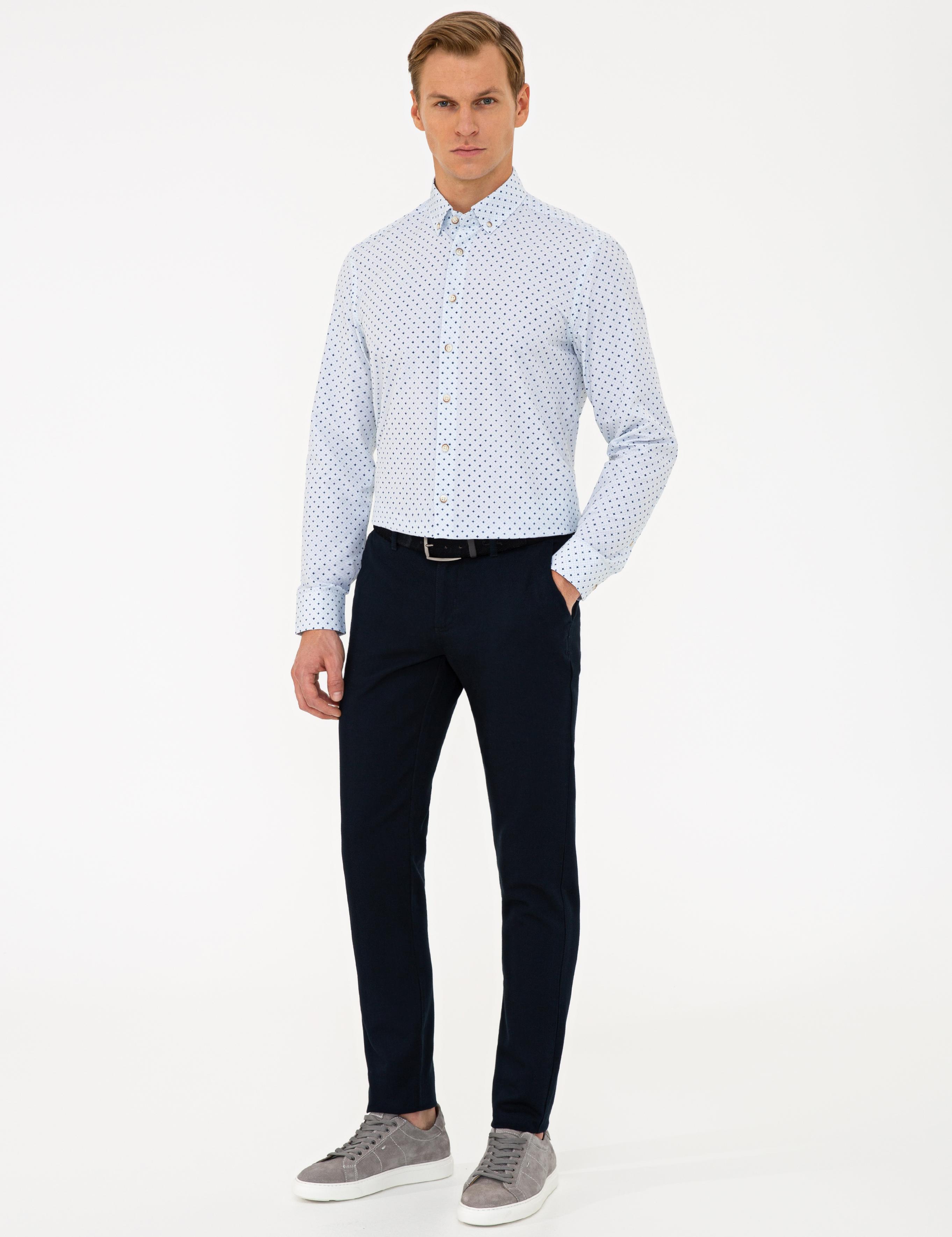 Lacivert Slim Fit Kanvas Pantolon