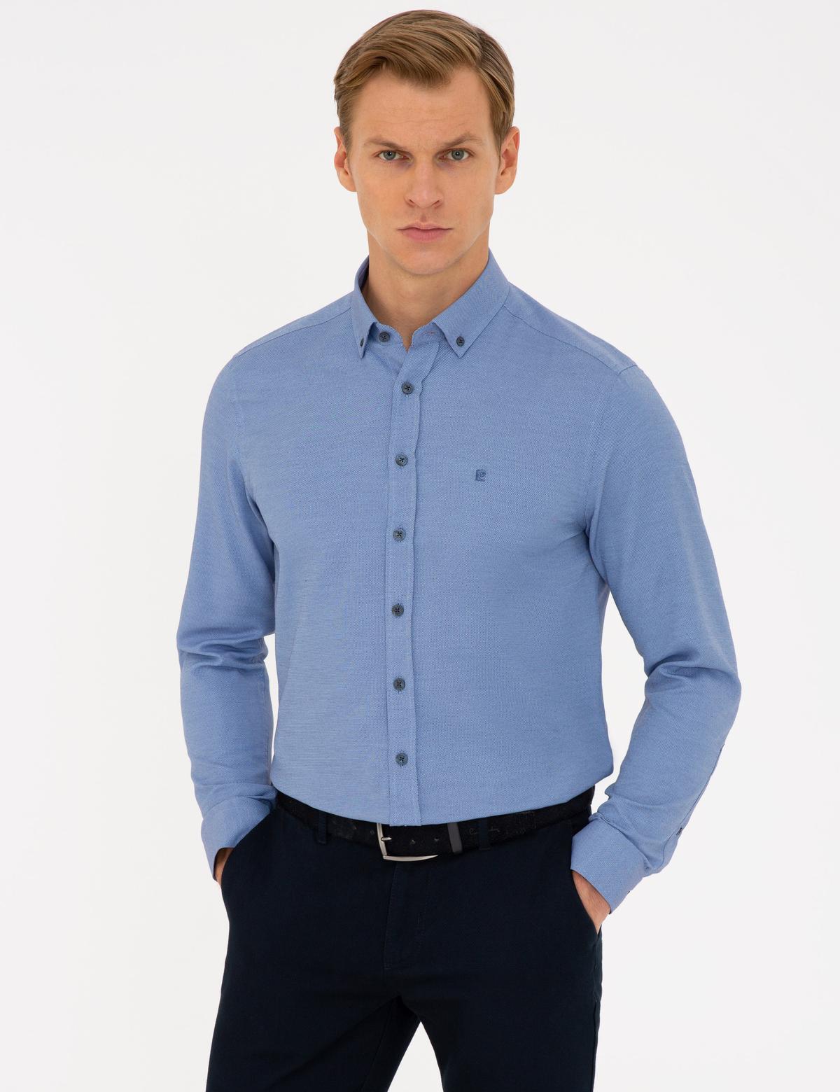 Lacivert Slim Fit Oxford Gömlek