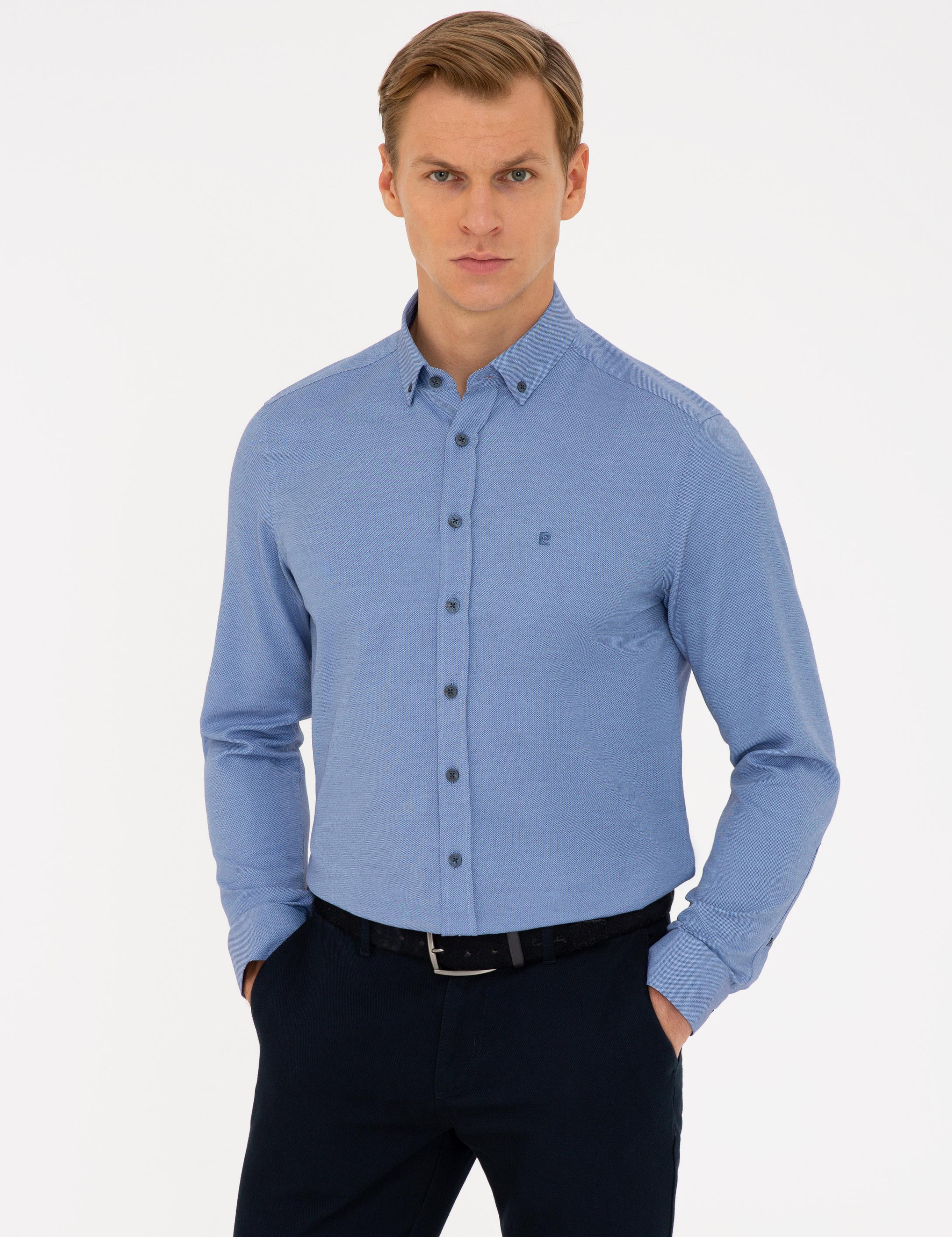 Lacivert Slim Fit Oxford Gömlek