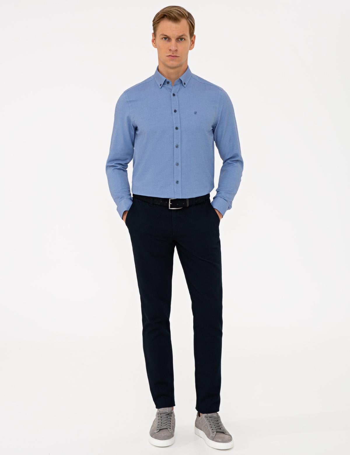 Lacivert Slim Fit Oxford Gömlek - 50240379046