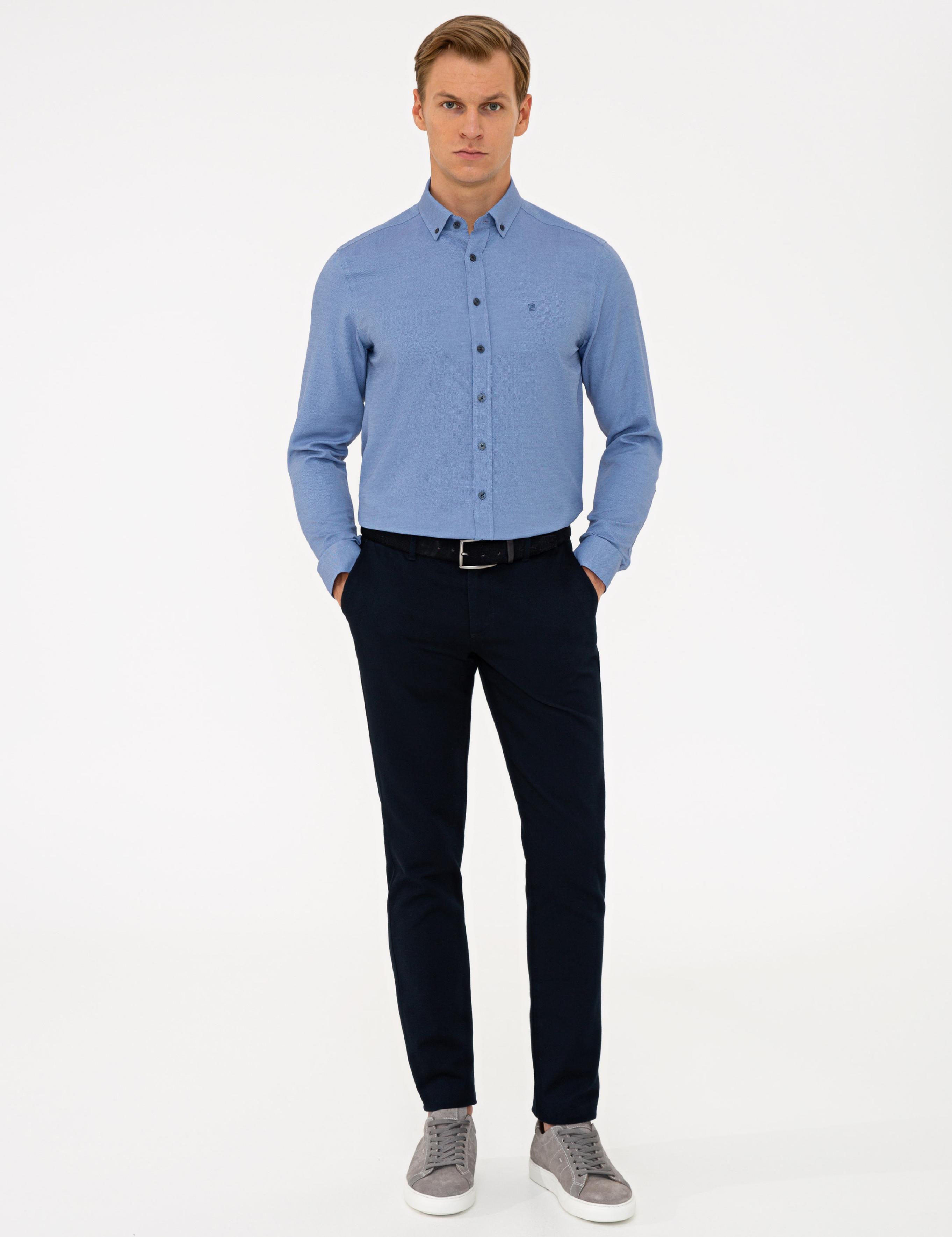 Lacivert Slim Fit Oxford Gömlek
