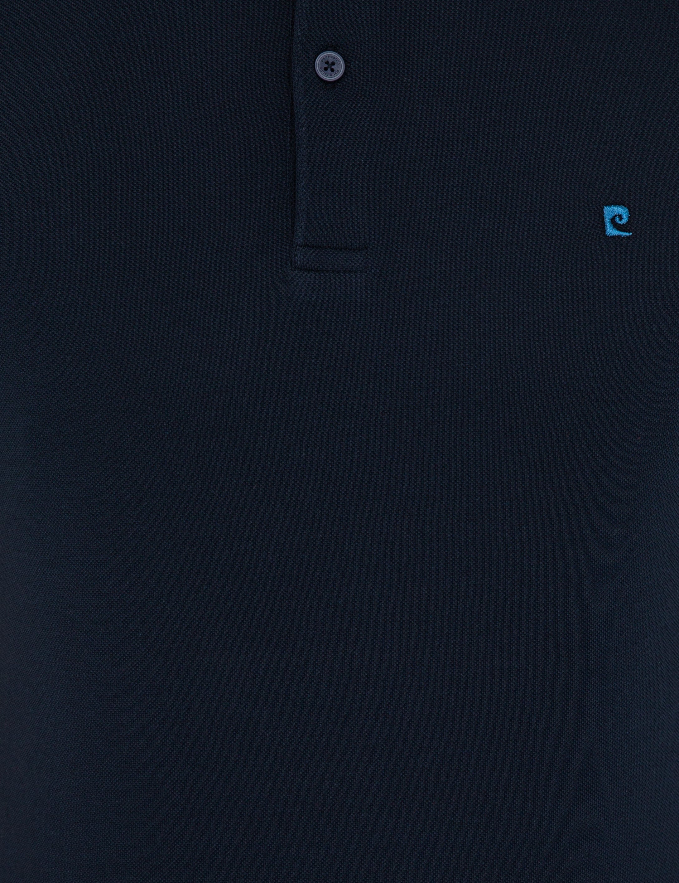 Koyu Lacivert Slim Fit Polo Yaka Basic Tişört - Image 5