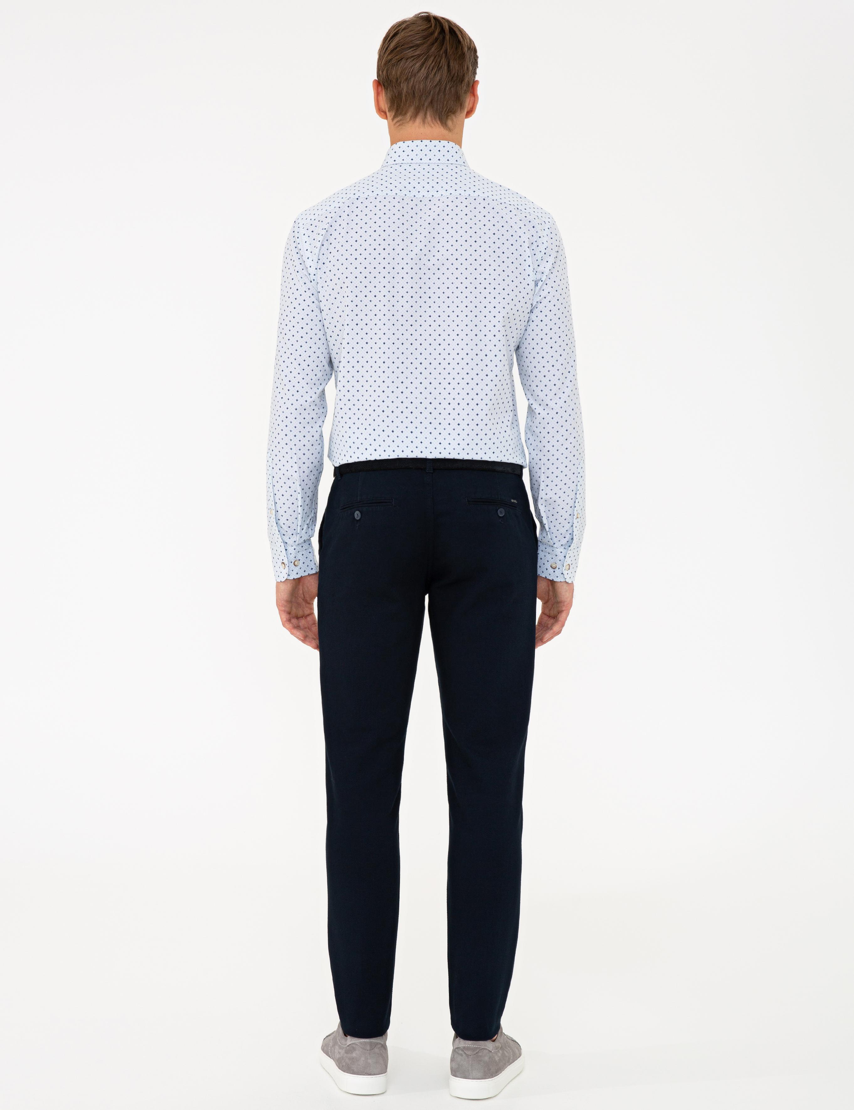 Lacivert Slim Fit Kanvas Pantolon