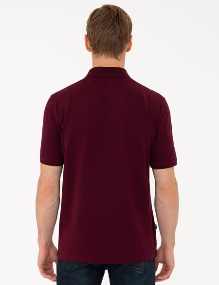 Bordo Regular Fit Polo Yaka Basic Tişört - 50239834026