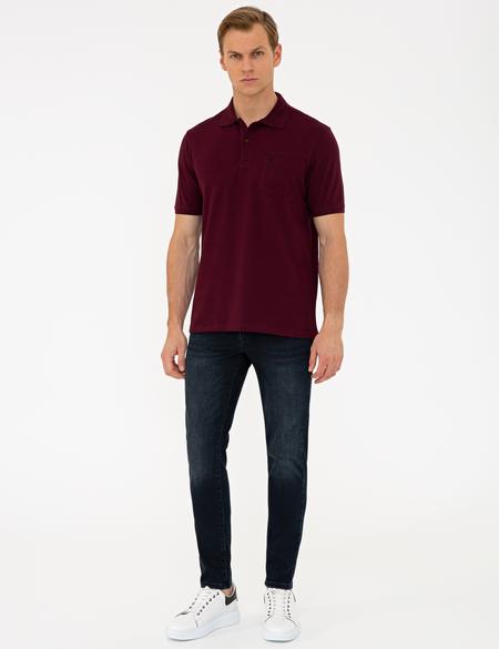 Bordo Regular Fit Polo Yaka Basic Tişört - 50239834026