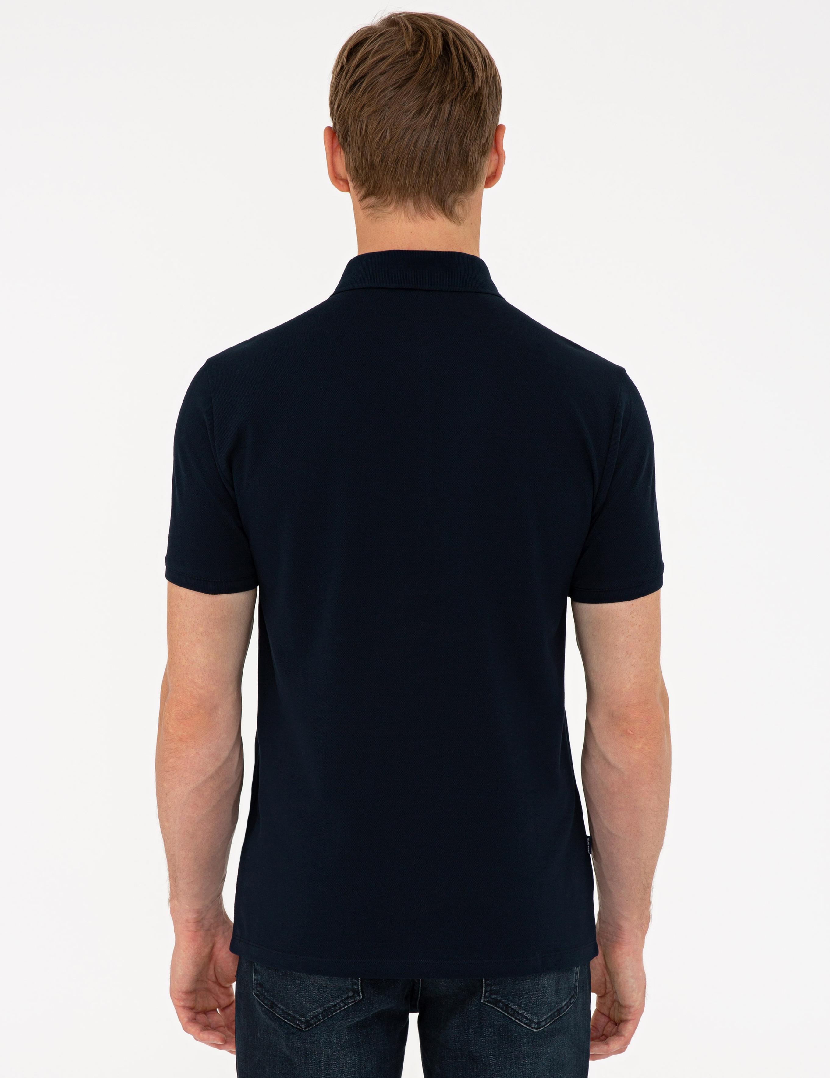 Koyu Lacivert Slim Fit Polo Yaka Basic  Tişört