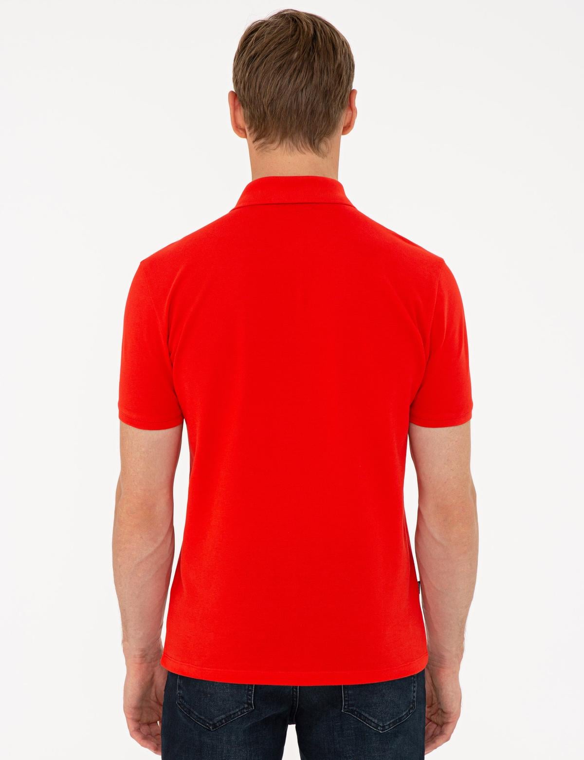 Nar Çiçeği Slim Fit Polo Yaka Basic  Tişört - 50239843114