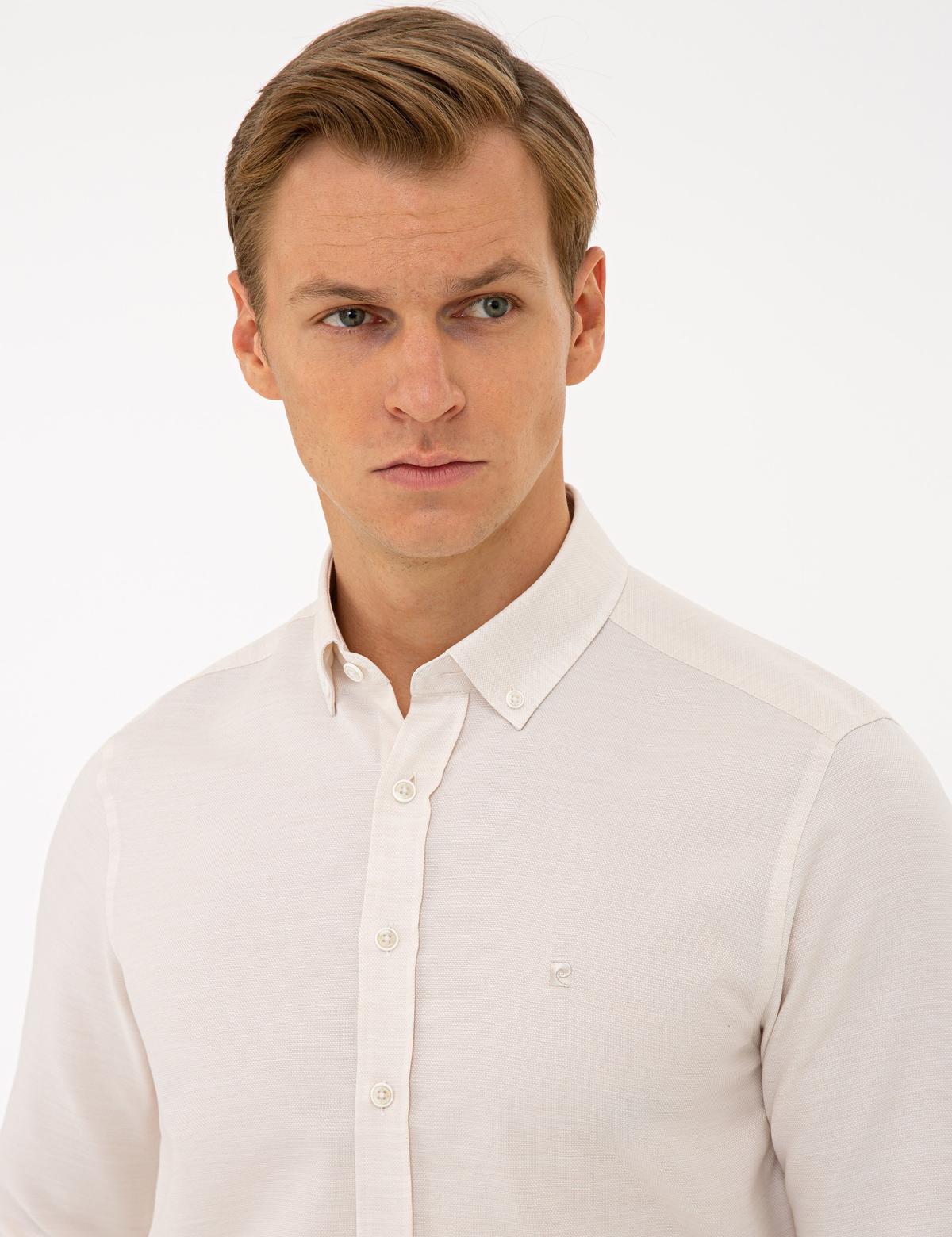 Bej Slim Fit Uzun Kollu Gömlek - 50240408007