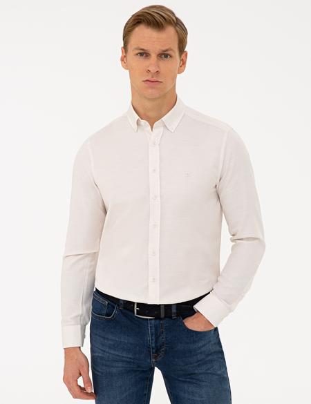 Bej Slim Fit Uzun Kollu Gömlek - 50240408007
