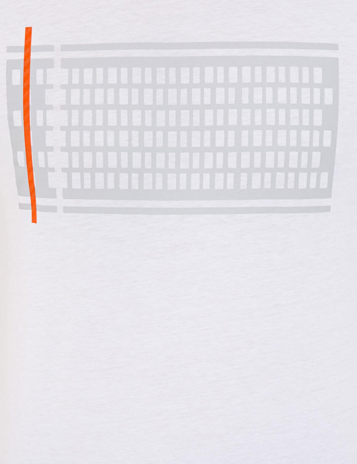 Beyaz Slim Fit Baskılı Bisiklet Yaka Tişört - 50233268002