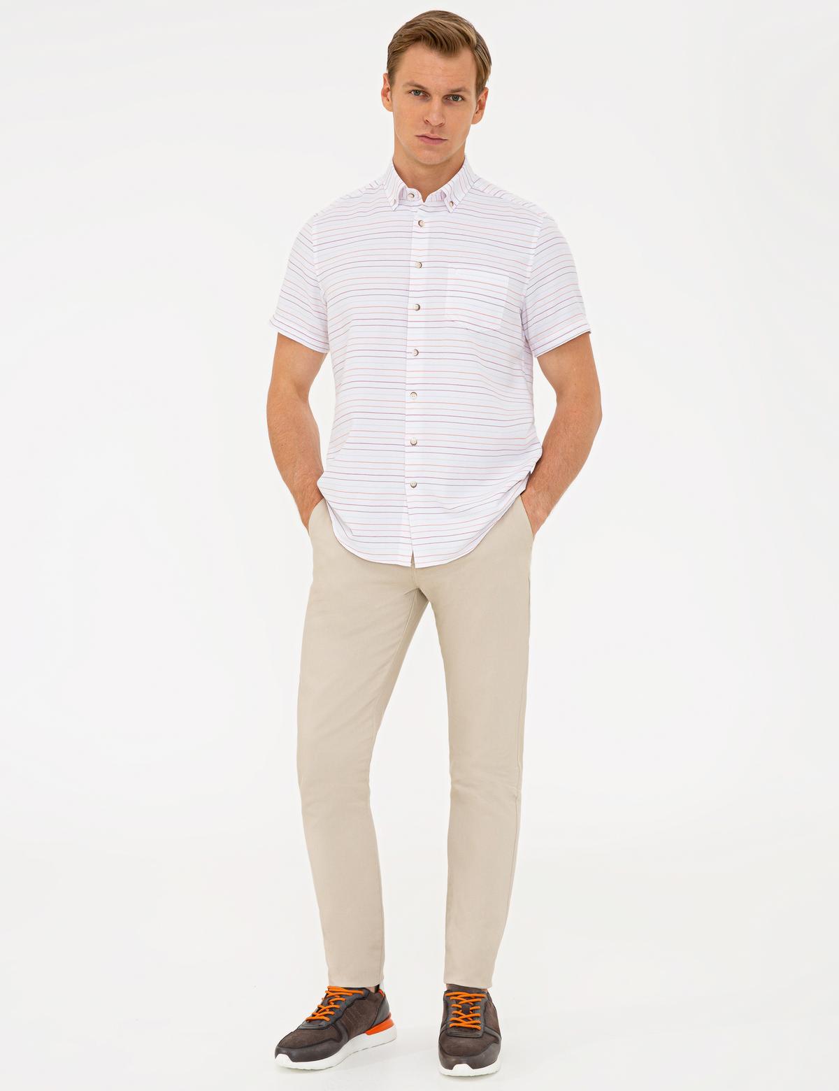 Beyaz Regular Fit Kısa Kollu Gömlek - 50237427005