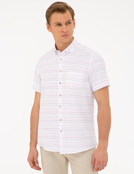 Beyaz Regular Fit Kısa Kollu Gömlek - 50237427005