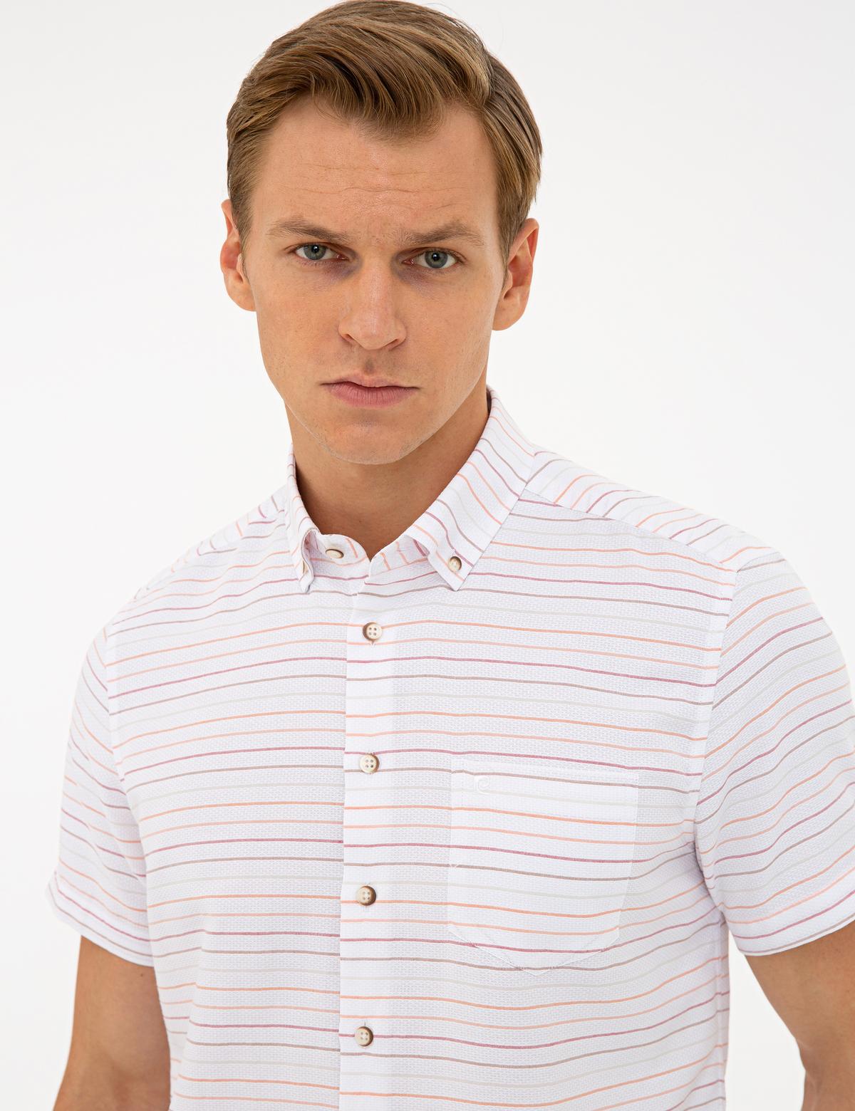 Beyaz Regular Fit Kısa Kollu Gömlek - 50237427005