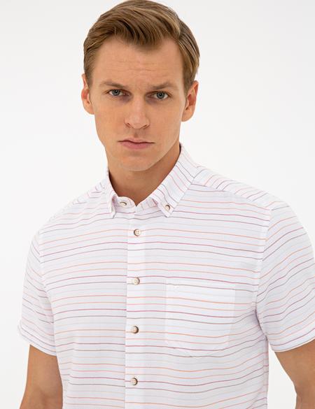 Beyaz Regular Fit Kısa Kollu Gömlek - 50237427005