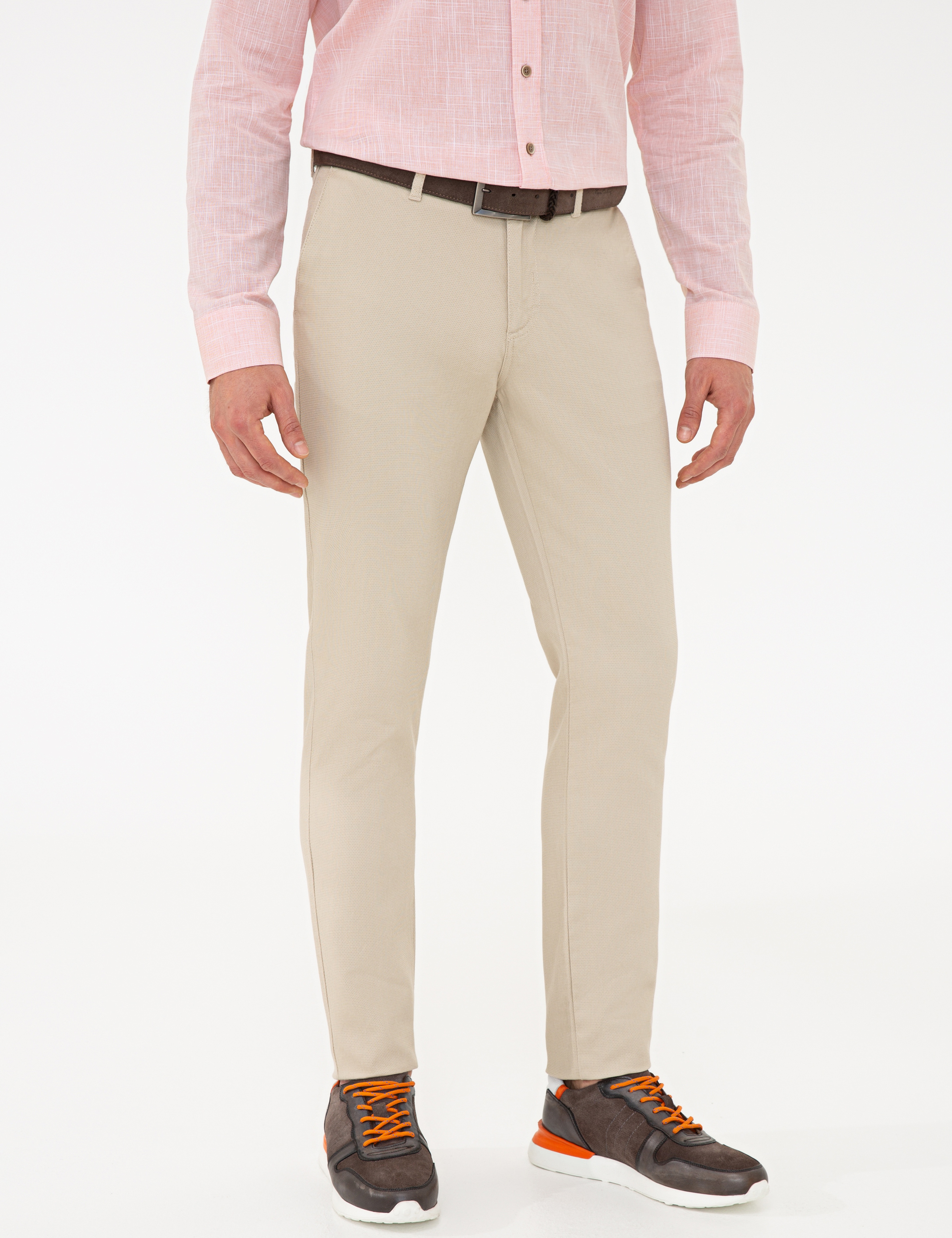 Bej Slim Fit Chino Pantolon