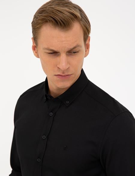 Siyah Slim Fit Oxford Gömlek - 50240379044