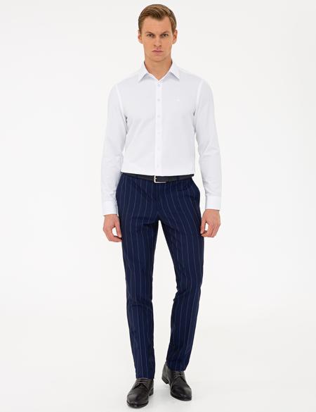 Beyaz Slim Fit Armürlü Gömlek - 50240328010