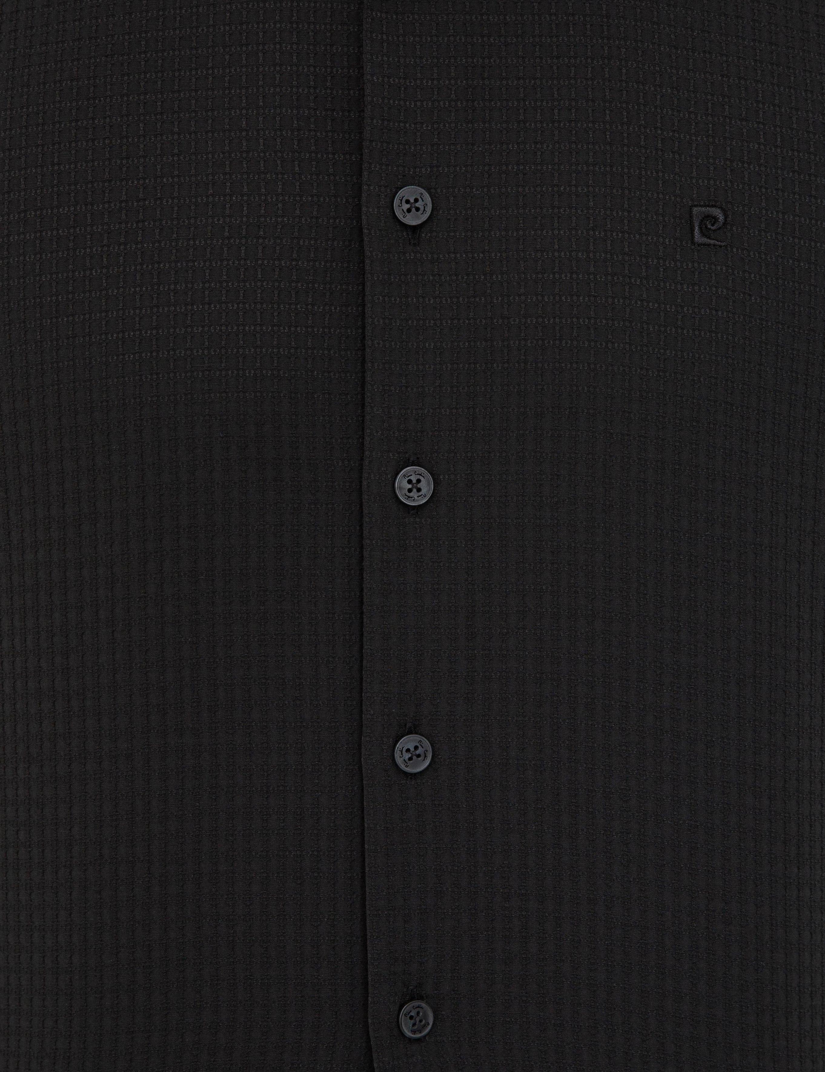 Siyah Slim Fit Armürlü Gömlek