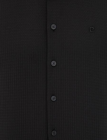 Siyah Slim Fit Armürlü Gömlek - 50240328042
