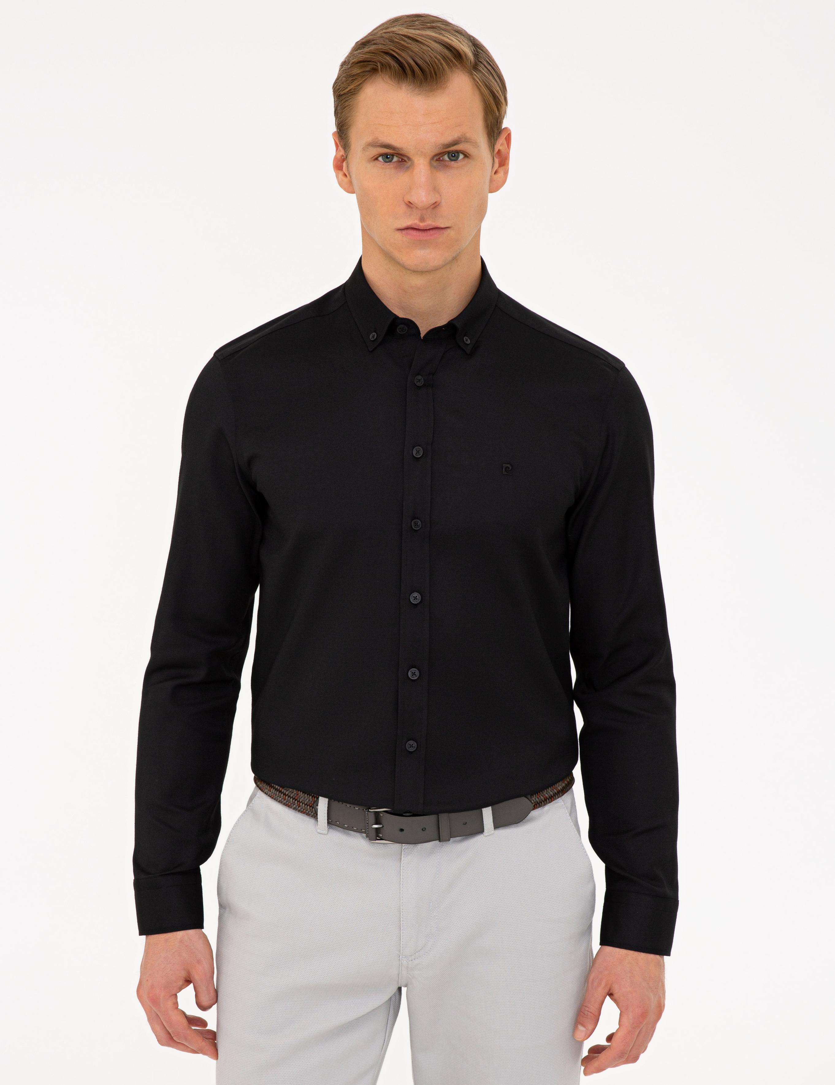 Siyah Slim Fit Oxford Gömlek