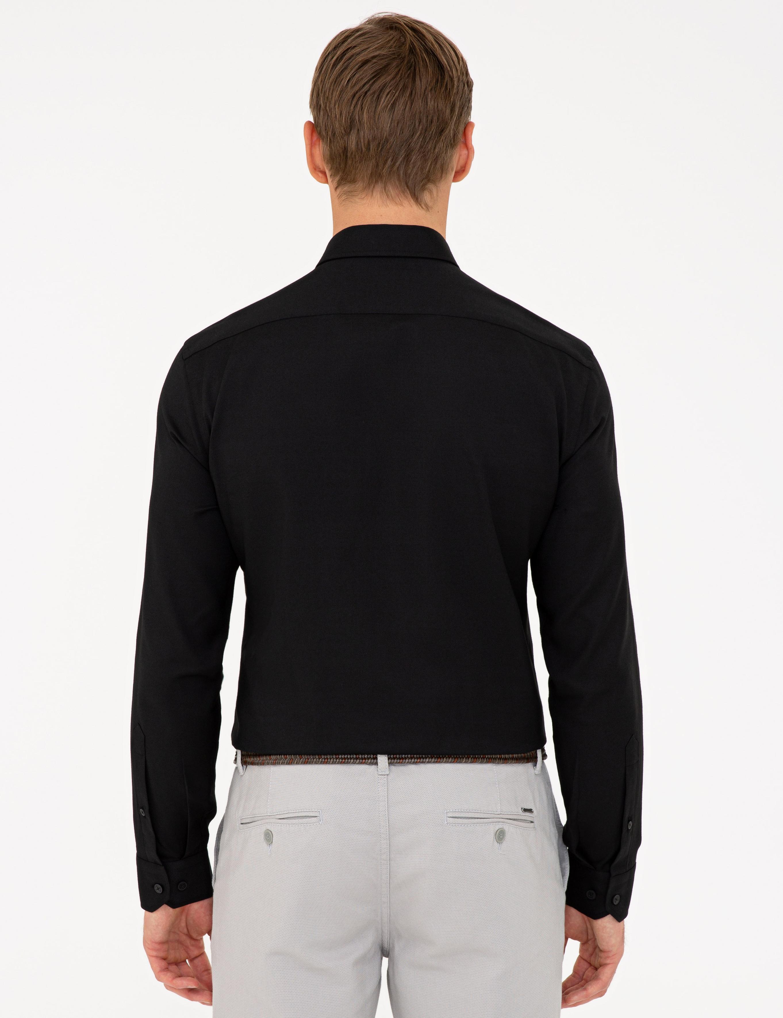 Siyah Slim Fit Oxford Gömlek