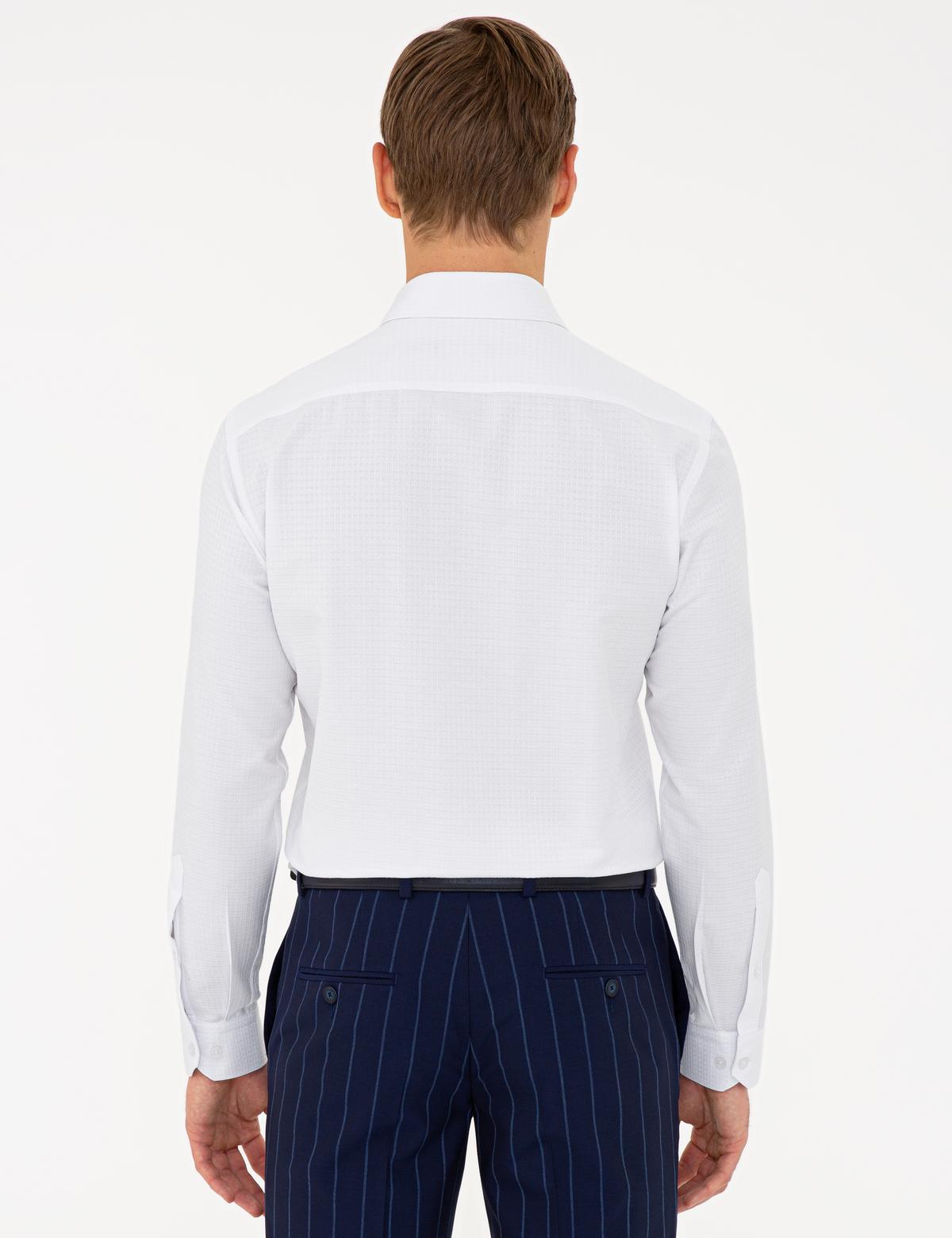 Beyaz Slim Fit Armürlü Gömlek - 50240328010