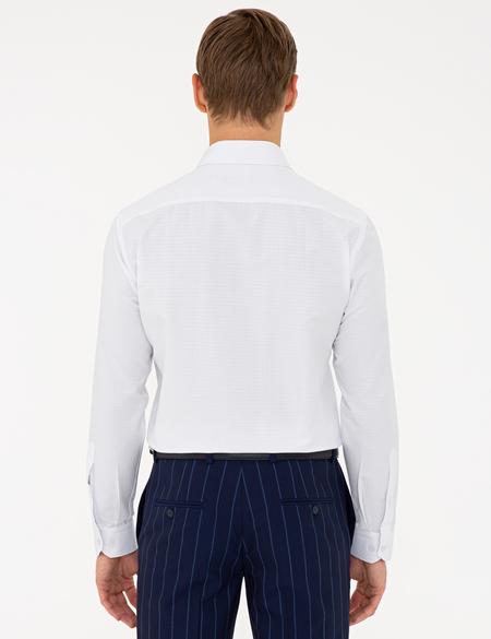 Beyaz Slim Fit Armürlü Gömlek - 50240328010