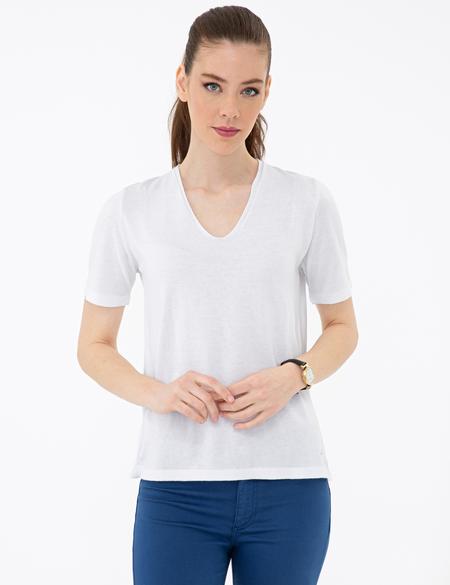 Beyaz Triko Tişört - 50241965003