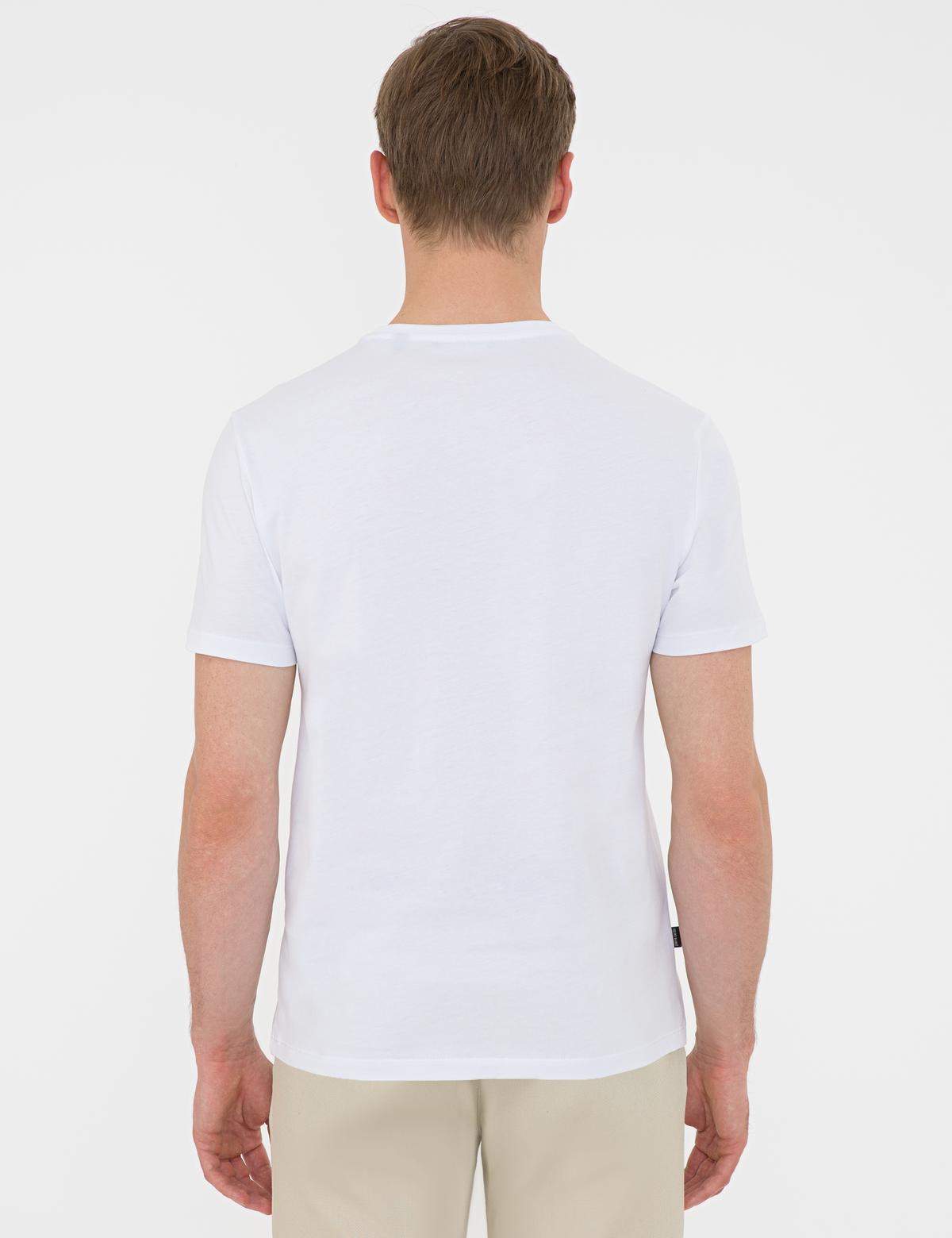 Beyaz Slim Fit Bisiklet Yaka Tişört - 50241533016