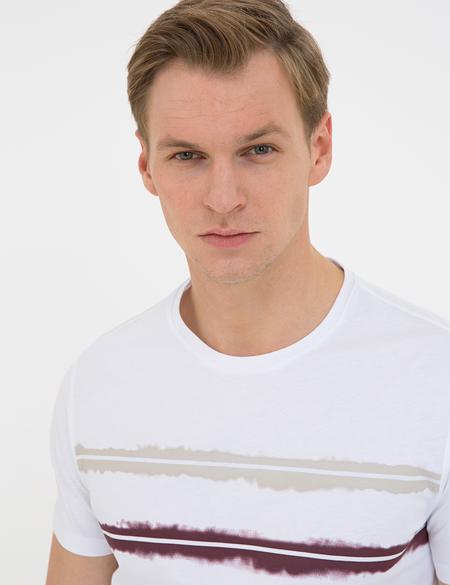 Beyaz Slim Fit Bisiklet Yaka Tişört - 50241533016