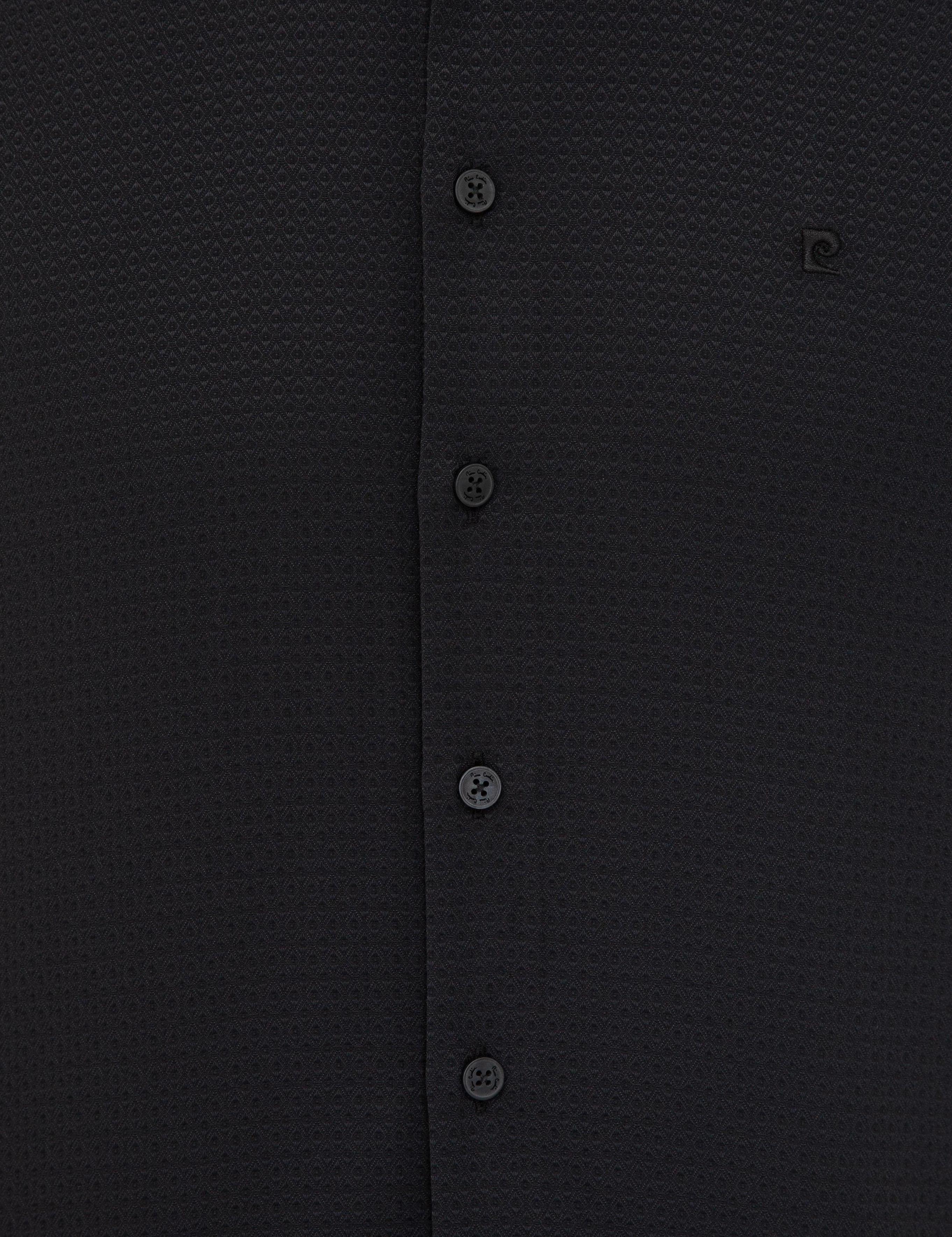 Siyah Slim Fit Armürlü Gömlek