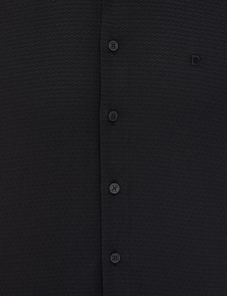 Siyah Slim Fit Armürlü Gömlek - 50240406019