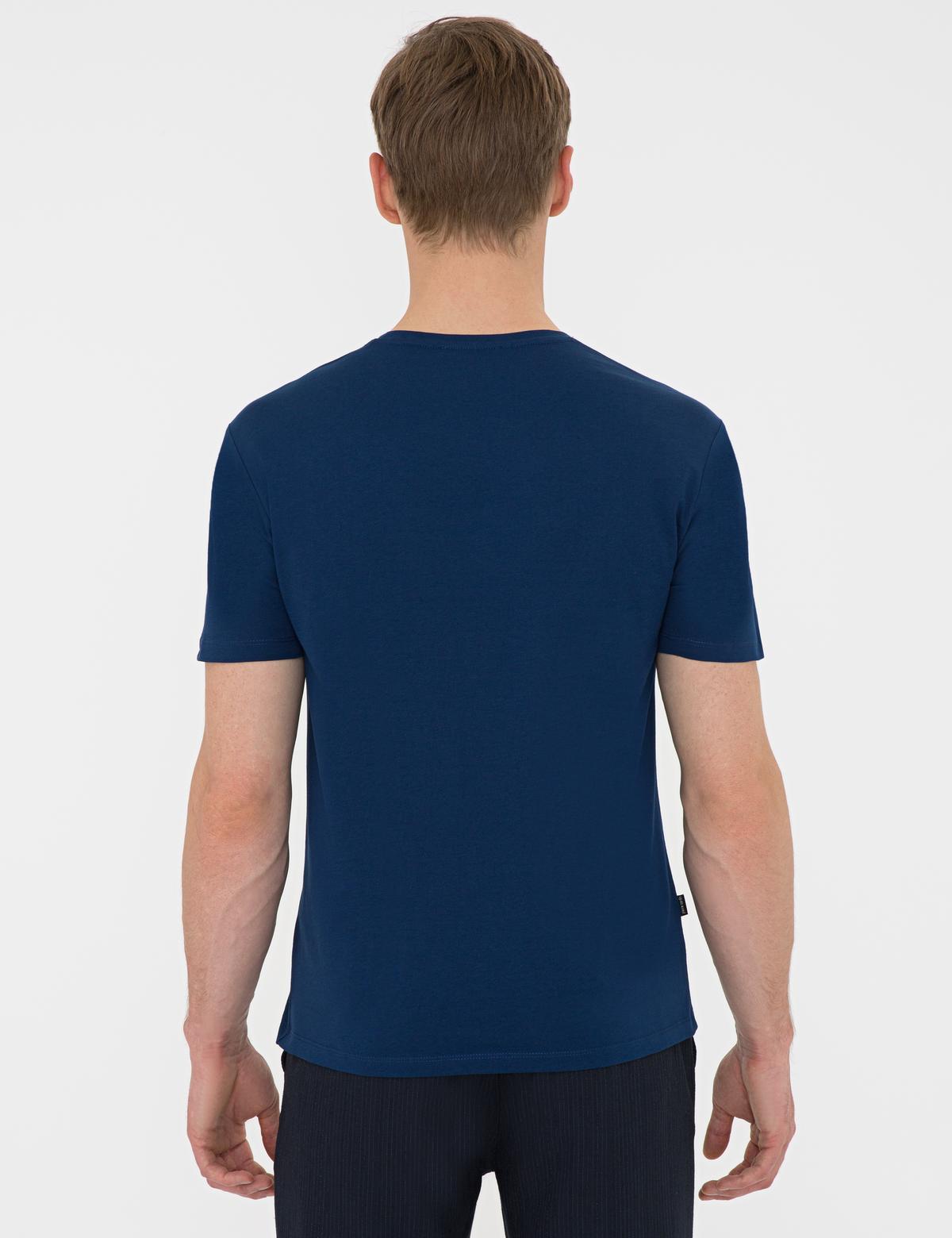 Lacivert Slim Fit Bisiklet Yaka Tişört - 50241533025