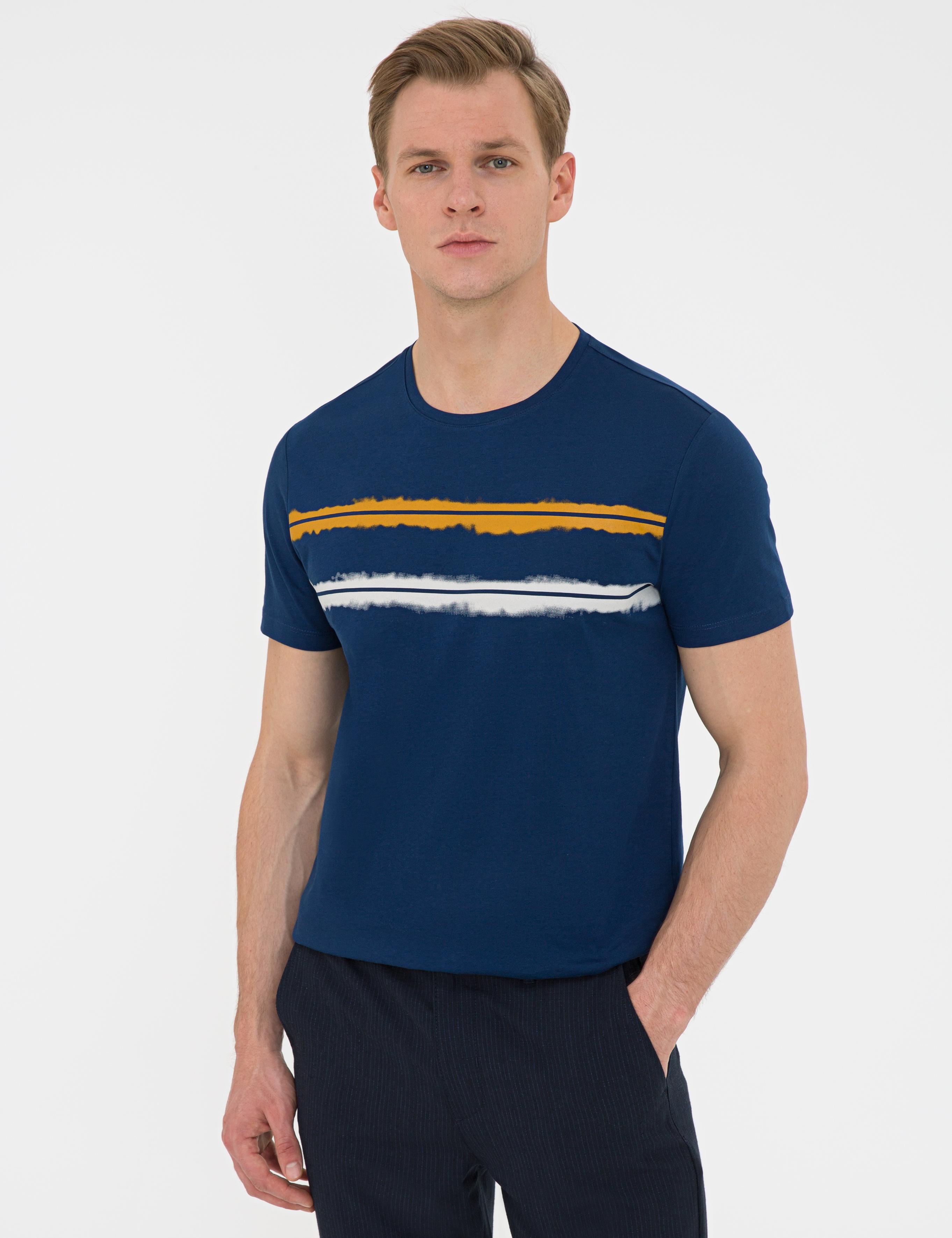 Lacivert Slim Fit Bisiklet Yaka Tişört