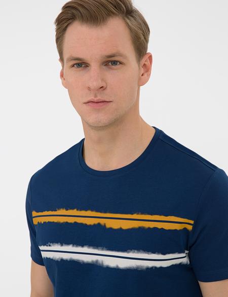 Lacivert Slim Fit Bisiklet Yaka Tişört - 50241533025