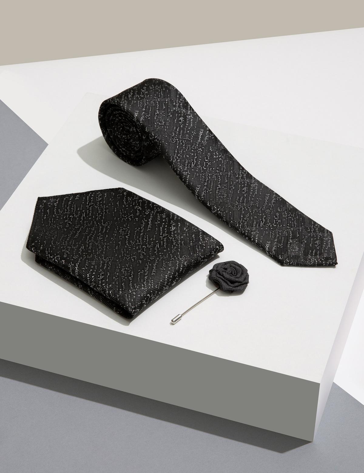 Siyah 3'lü Kravat Seti