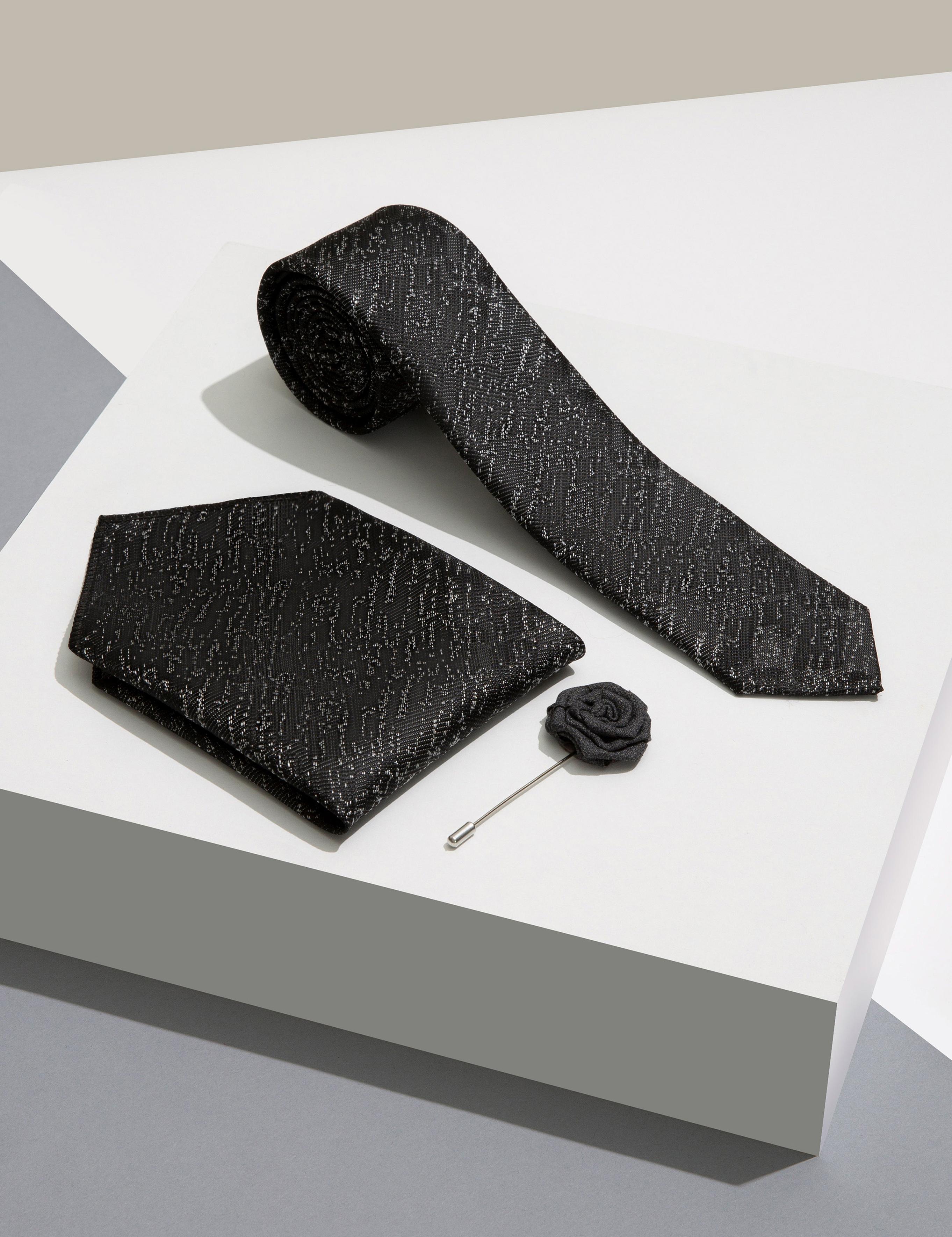 Siyah 3'lü Kravat Seti